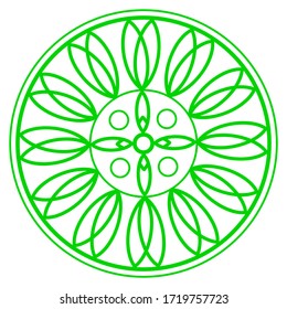 Mandala round floral motif. As a decoration ornament. Green and can be easily edited in color