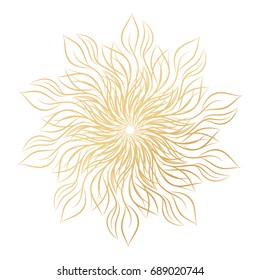 Mandala. Round floral ornament isolated on white background. Decorative design element. Outline vector illustration for invitation, greeting cards, print on T-shirt and other items.