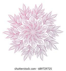 Mandala. Round floral ornament isolated on white background. Decorative design element. Outline vector illustration for invitation, greeting cards, print on T-shirt and other items.