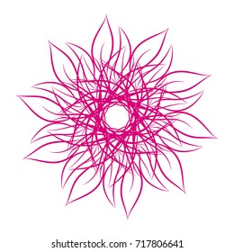 Mandala. Round floral ornamental design element isolated on white background. Outline vector illustration for invitation, greeting cards, print on T-shirt and other items.