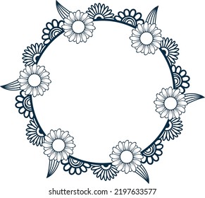 mandala round frame coloring page,