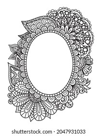 Marco redondo de Mandala para imprimir en el producto, corte láser, corte de papel, grabado o libro de colorantes adultos. Ilustración vectorial.