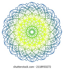 Mandala. Round gradient mandala on a white isolated background. Decoration in the style of boho, yoga, spiritual growth.