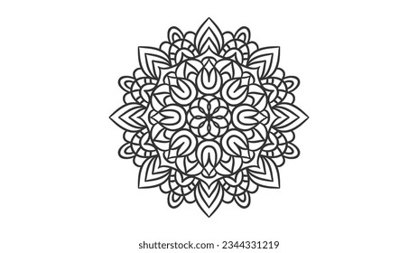 Plantilla de fondo de ornamento redondo de Mandala. Mandala decorativa