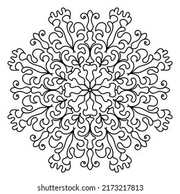 Mandala round ornament. Black and white floral pattern on a white background. Coloring book, embroidery, pattern, tattoo.
Decorative design element. idea for greeting cards, invitations, textiles.