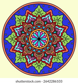 mandala round ornament, Circular pattern in form of mandala, tattoo, decoration. Decorative ornament in ethnic oriental style., vector, colorful, wall decorative, Vibrant mandala with intricate floral