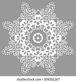Mandala round ornament decorative isolated element, geometric floral circular pattern. Tribal ethnic Arabic Indian motif. Hand drawn fantasy abstract background