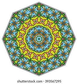Mandala round ornament decorative isolated element, geometric floral circular pattern. Tribal ethnic Arabic Indian motif. Hand drawn fantasy abstract background