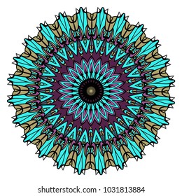 mandala round ornament design for greeting card, invitation. vector illustration