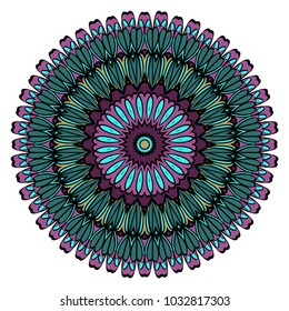 mandala round ornament design for greeting card, invitation. vector illustration
