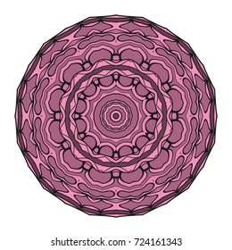 mandala round ornament design for greeting card, invitation, tattoo. Vector illustration. purple color