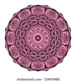 mandala round ornament design for greeting card, invitation, tattoo. Vector illustration. purple color