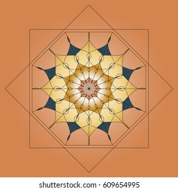 Mandala, round ornament, element for design on beige background