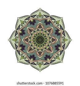 Mandala. Round ornament floral pattern. Decorative element. Oriental motif. 