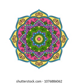 Mandala. Round ornament floral pattern. Decorative element. Oriental motif. 