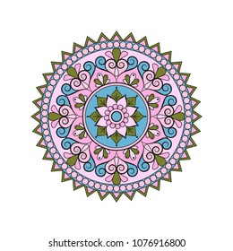 Mandala. Round ornament floral pattern. Decorative element. Oriental motif. 