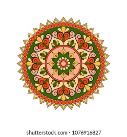 Mandala. Round ornament floral pattern. Decorative element. Oriental motif. 