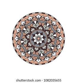 Mandala. Round ornament floral pattern. Decorative element. Oriental motif.