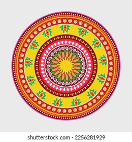 Mandala. Round ornament floral pattern. Decorative element, doodle round ornament, isolated design element on a white background. Vector geometric floral pattern. Rangoli