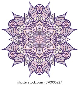 Mandala. Round ornament floral pattern. Decorative element. Oriental motif. Flower pattern isolated on white background. Vector illustration