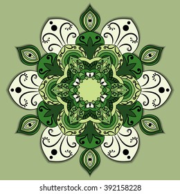 Mandala. Round ornament floral pattern. Decorative element. Oriental motif. Flower pattern isolated. Vector illustration