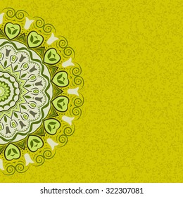 Mandala round ornament. Hand drawn background . 
Vintage decorative element. Circular pattern. Vector  illustration. 