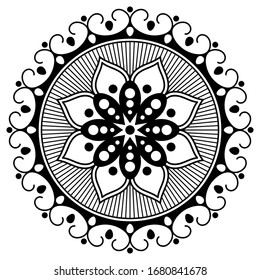 Mandala. Round Ornament. Pattern black and white