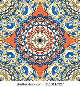 Mandala round ornament pattern. Decorative mandala, meditation poster. Vector illustration. 