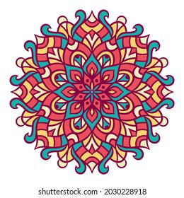 Mandala Round Ornament Pattern. Decorative pattern in oriental style. Ethnic Mandala With Colorful