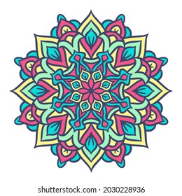 Mandala Round Ornament Pattern. Decorative pattern in oriental style. Ethnic Mandala With Colorful