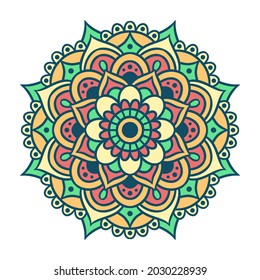 Patrón de ornamentos redondos de Mandala. Decoración de estilo oriental. Mandala étnica con colorido