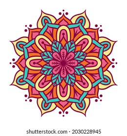 Patrón de ornamentos redondos de Mandala. Decoración de estilo oriental. Mandala étnica con colorido