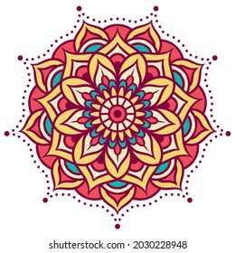 Patrón de ornamentos redondos de Mandala. Decoración de estilo oriental. Mandala étnica con colorido