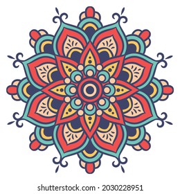 Mandala Round Ornament Pattern. Decorative pattern in oriental style. Ethnic Mandala With Colorful