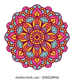 Mandala Round Ornament Pattern. Decorative pattern in oriental style. Ethnic Mandala With Colorful