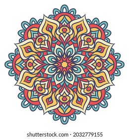 Mandala Round Ornament Pattern. Decorative pattern in oriental style. Ethnic Mandala With Colorful