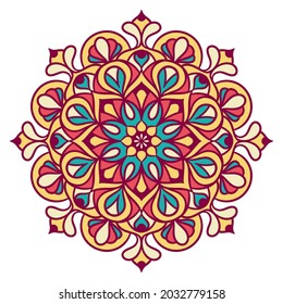 Mandala Round Ornament Pattern. Decorative pattern in oriental style. Ethnic Mandala With Colorful