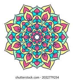 Mandala Round Ornament Pattern. Decorative pattern in oriental style. Ethnic Mandala With Colorful