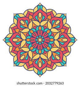 Mandala Round Ornament Pattern. Decorative pattern in oriental style. Ethnic Mandala With Colorful