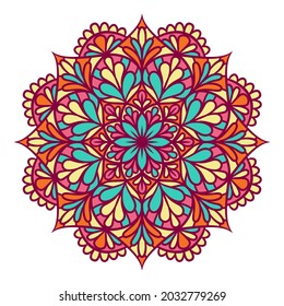 Mandala Round Ornament Pattern. Decorative pattern in oriental style. Ethnic Mandala With Colorful