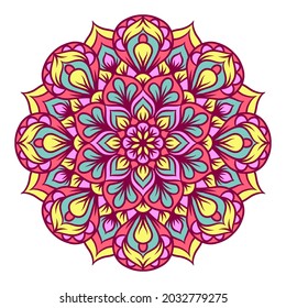 Mandala Round Ornament Pattern. Decorative pattern in oriental style. Ethnic Mandala With Colorful