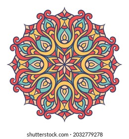 Patrón de ornamentos redondos de Mandala. Decoración de estilo oriental. Mandala étnica con colorido