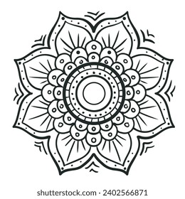 Mandala. Round Ornament Pattern. Decorative ornament in ethnic oriental style. Outline doodle hand draw vector illustration.