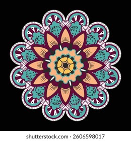 Mandala Round Ornament Pattern. Decorative pattern in oriental style. Ethnic Mandala With Colorful