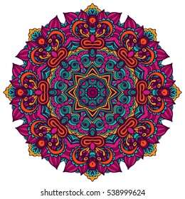Mandala. Round Ornament Pattern. Ethnic vintage festive sun floral design