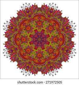 Mandala. round ornament pattern with floral decorative elements. Hand drawn background
