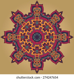 Mandala. round ornament pattern with floral decorative elements. Hand drawn background