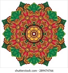Mandala. round ornament pattern with floral decorative elements. Hand drawn background.