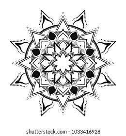 Mandala. Round Ornament Pattern. Geometric circle element made in vector. Spiritual and ritual symbol of Islam, Arabic, Indian religions.  Oriental motifs.   
