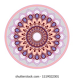 Mandala. Round Ornament Pattern. Geometric circle element made in vector. Spiritual and ritual symbol of Islam, Arabic, Indian religions.  Oriental motifs.   